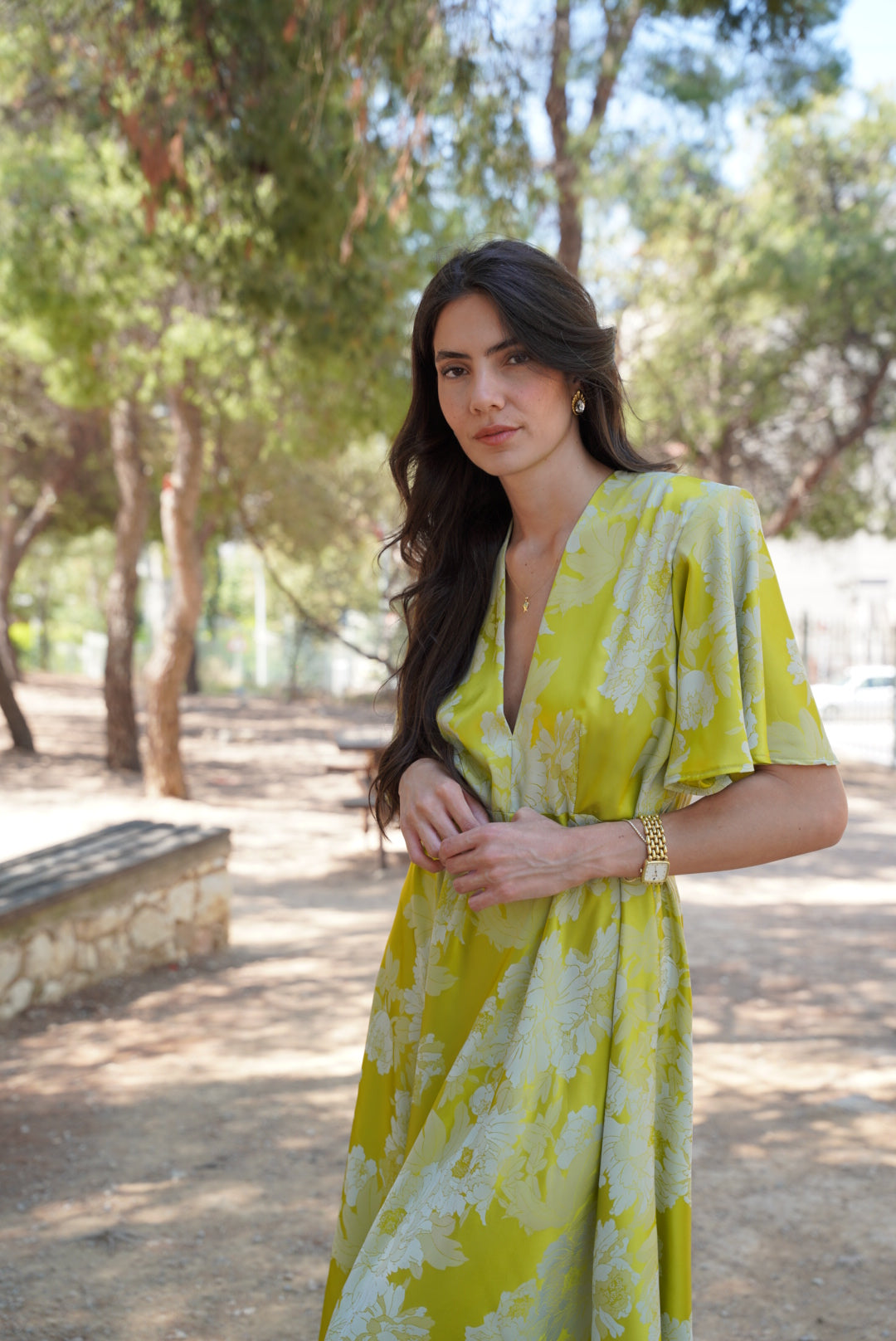 JENNY LIME SATIN DRESS