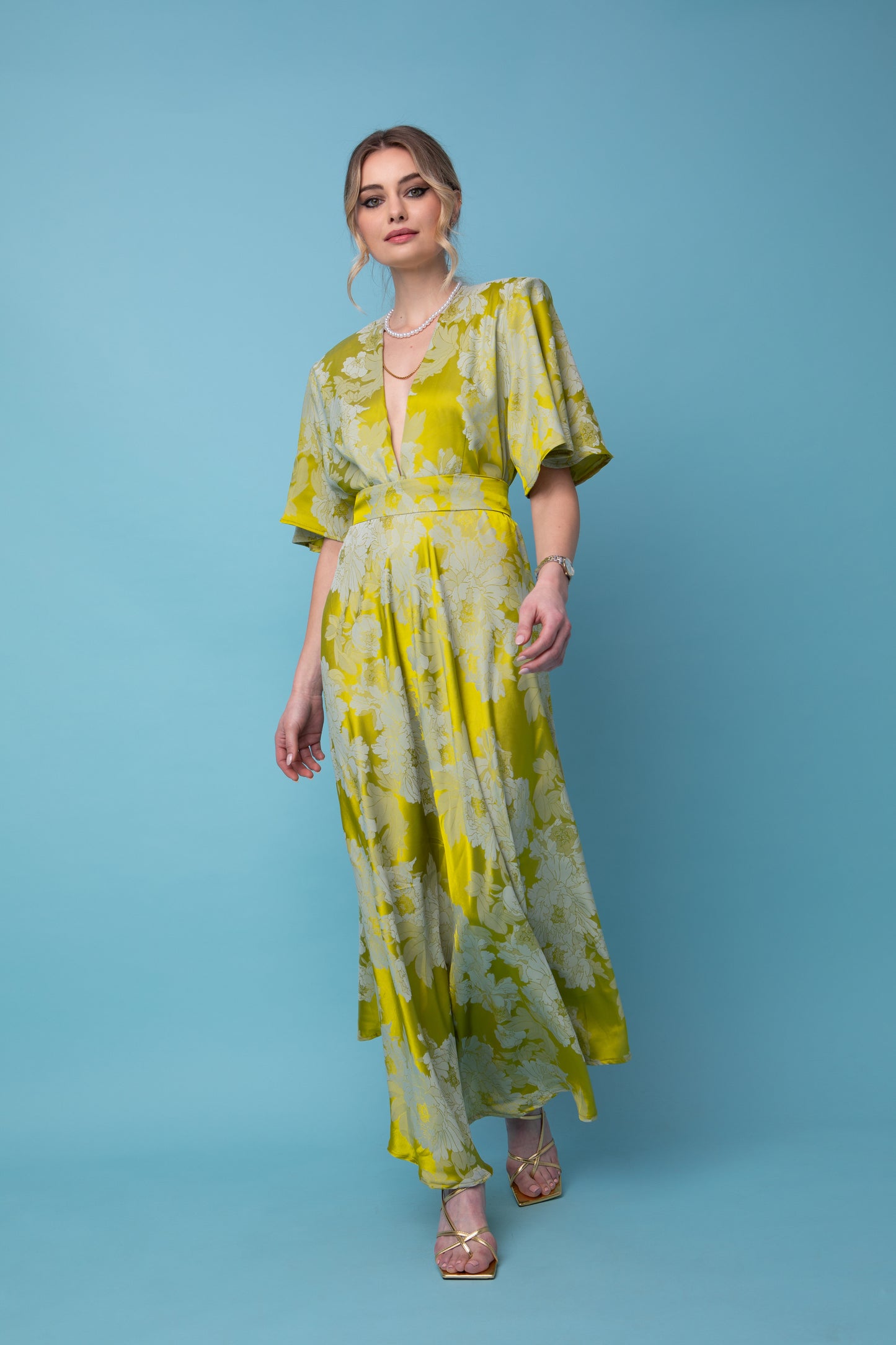 JENNY LIME SATIN DRESS